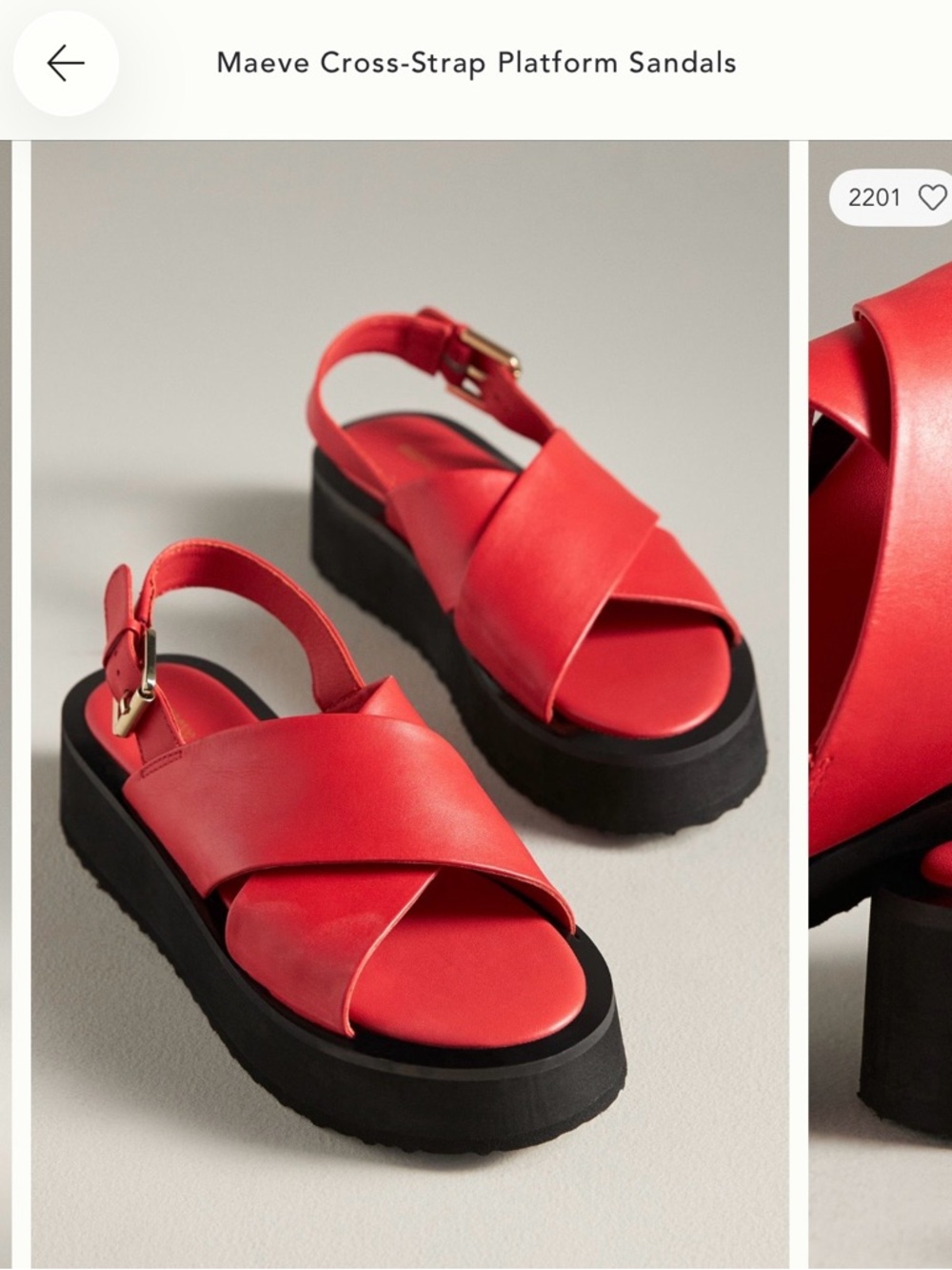 Maeve Red Platform Cross-Strap Sandals with Black Sole